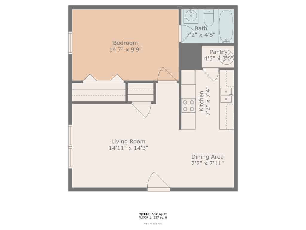 Marlin 1BR 1BA floorplan
